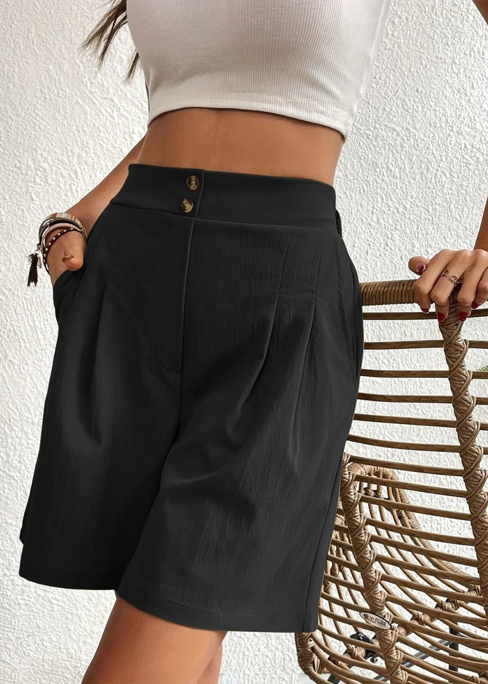 Pocketed Drawstring Waist Shorts