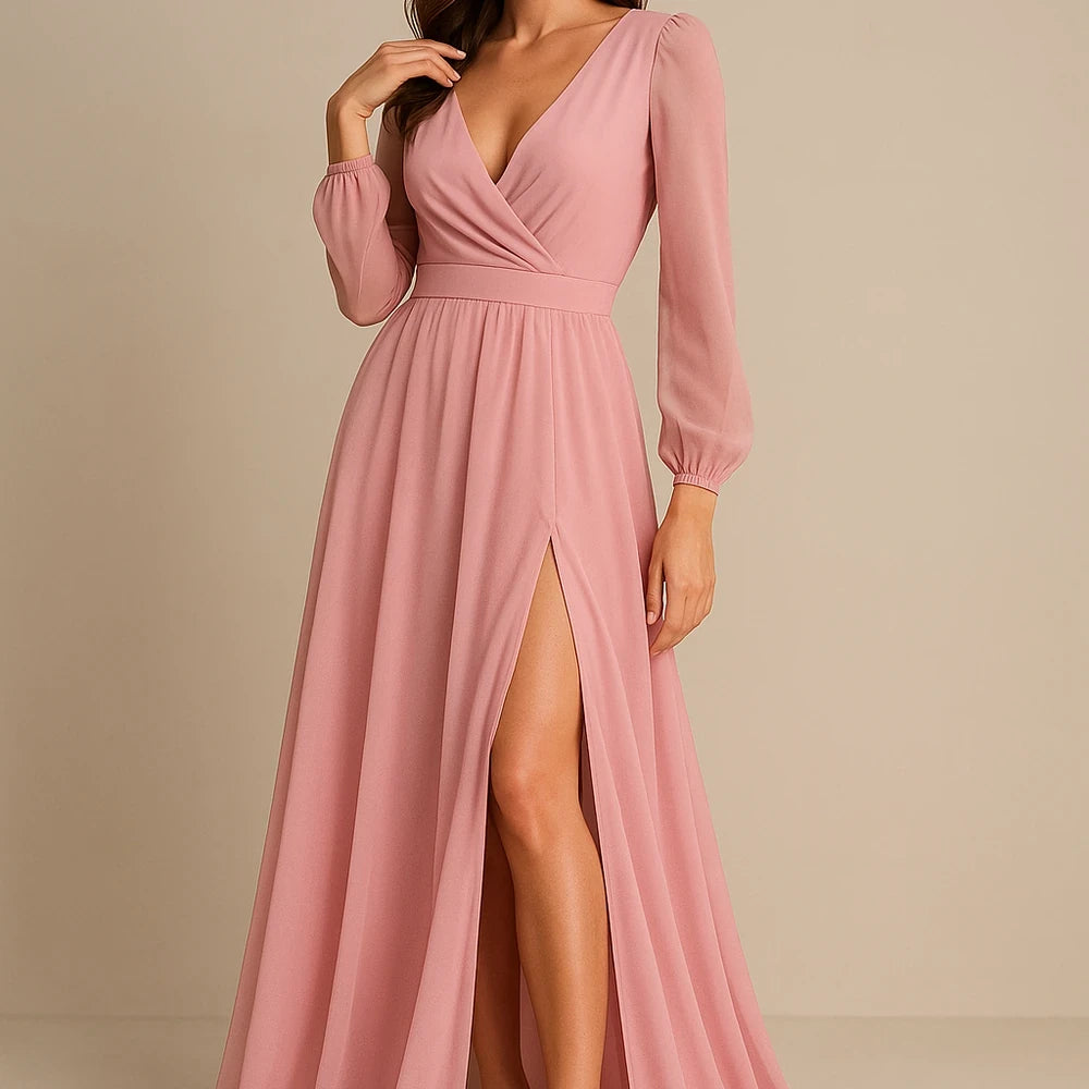 Elegant Flowing Long Dress with Slit