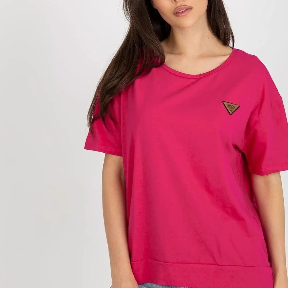 Cotton Blend Blouse with Round Neck