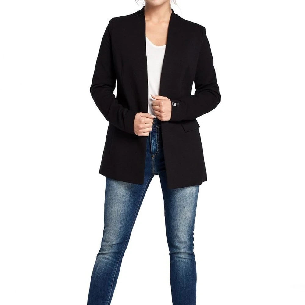 Lined Collar Knit Jacket with Hidden Pockets