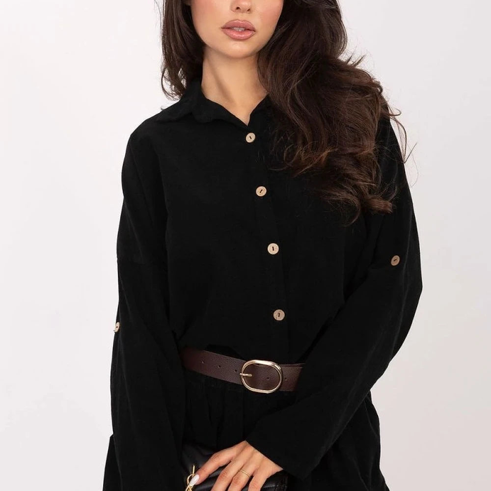 Corduroy Long Sleeve Shirt with Collar