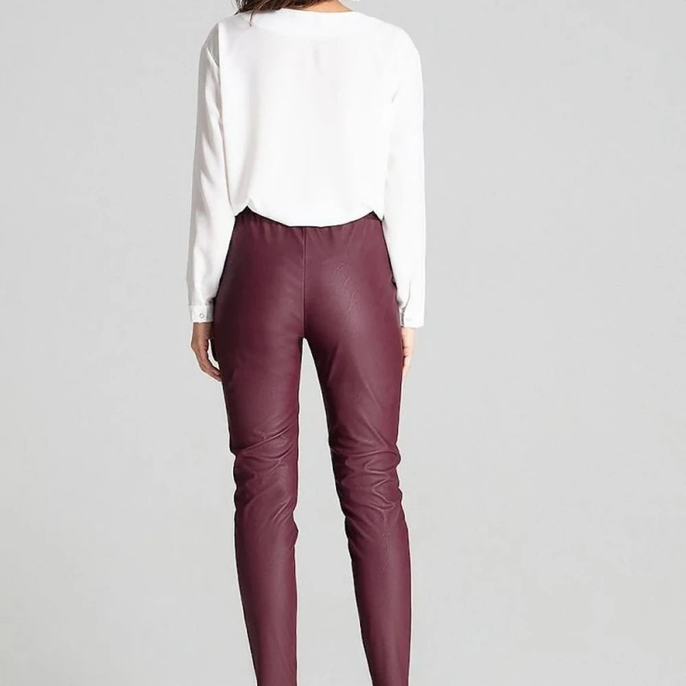Grey Faux Leather Trousers