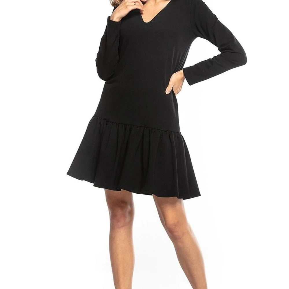Sporty Midi Sweatshirt Dress with Frill