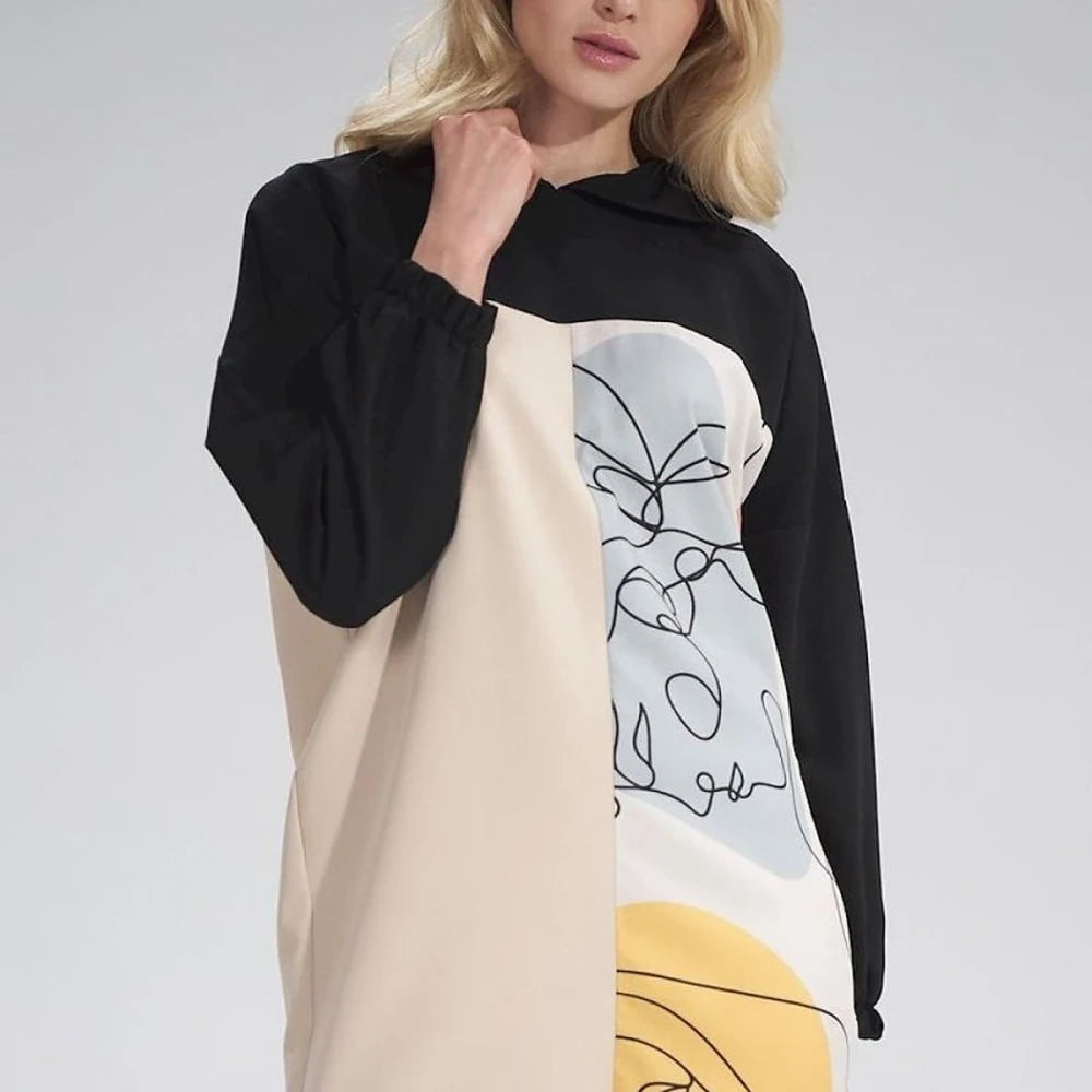 Midi Dress with Hood and Side Slits