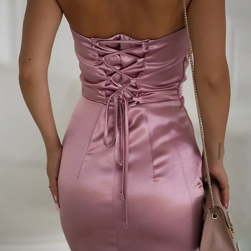 Strapless Satin Rose Dress