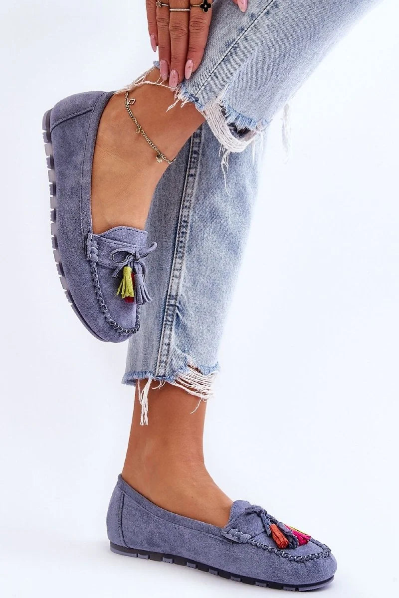Eco-Suede Moccasins with Decorative Bow and Tassels