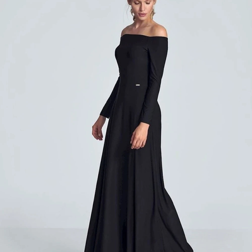 Black Maxi Dress with Long Sleeves