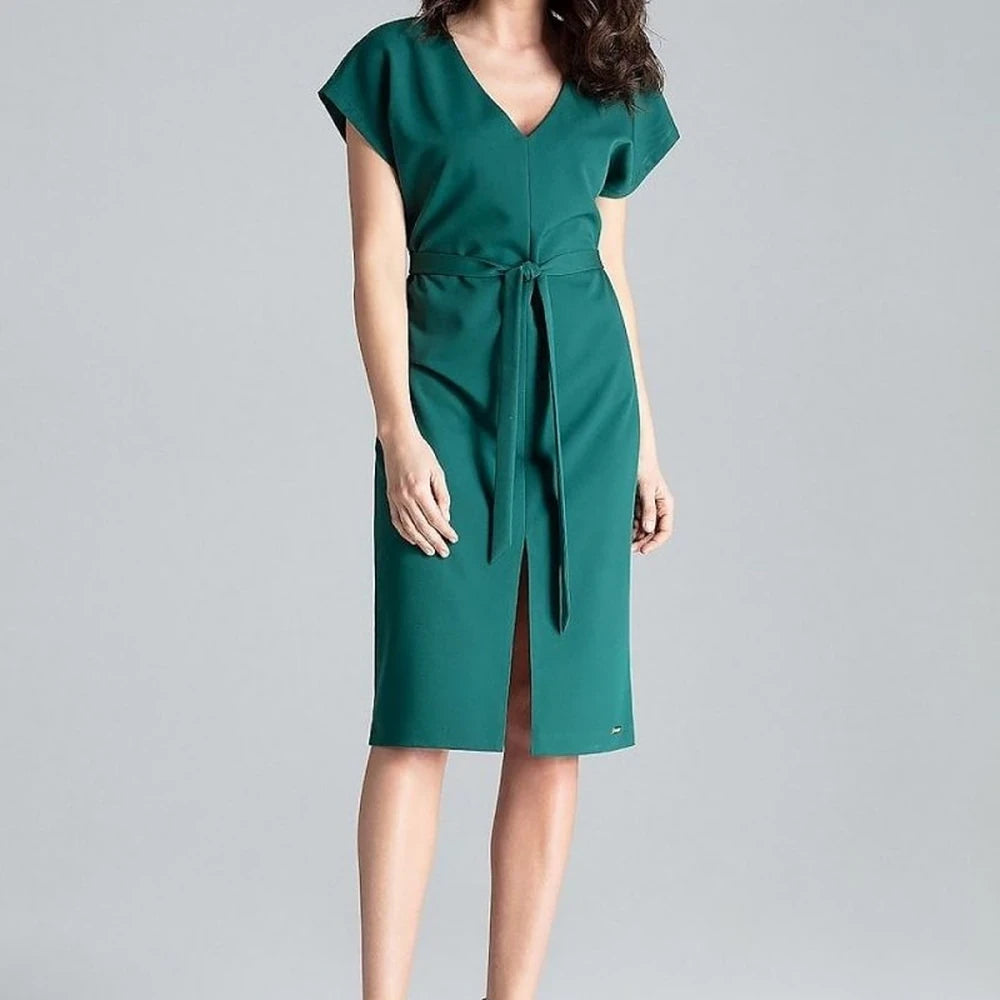 Kimono Sleeve Day Dress with Belt - Pink