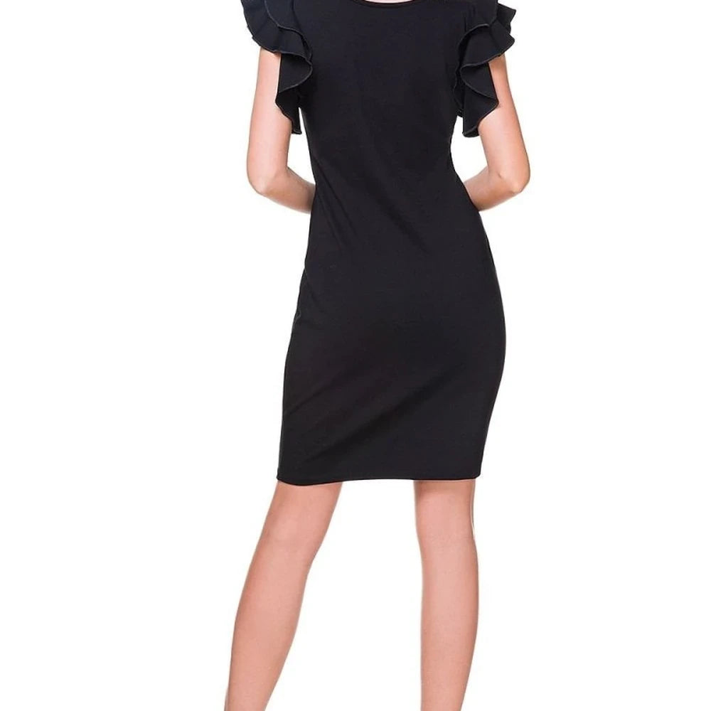 Knitted Evening Dress with Frill Sleeves