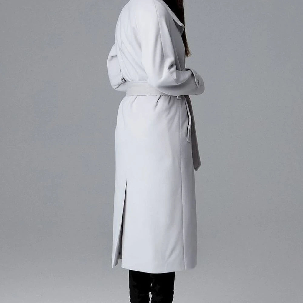 Long Single-Breasted Coat with Back Slit