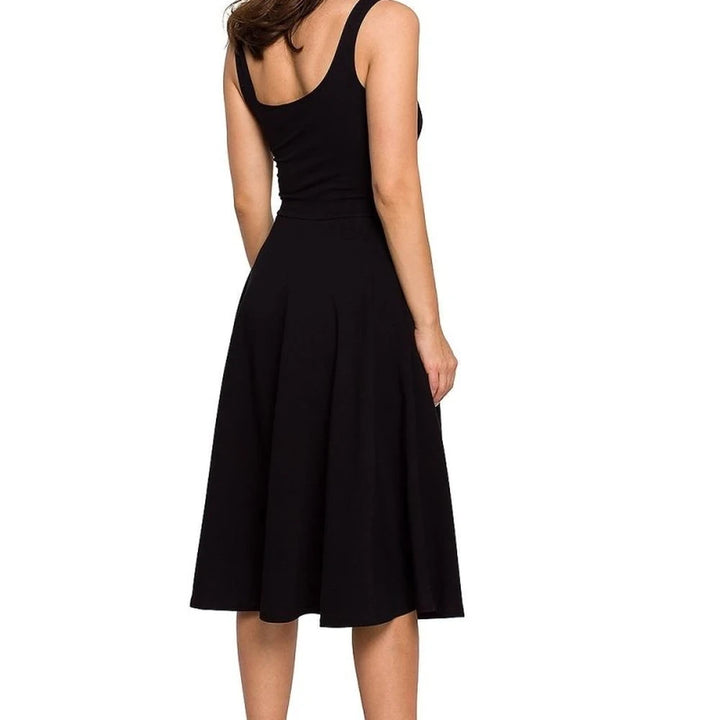 Cotton Dress Thin Straps Flared Bottom Pockets