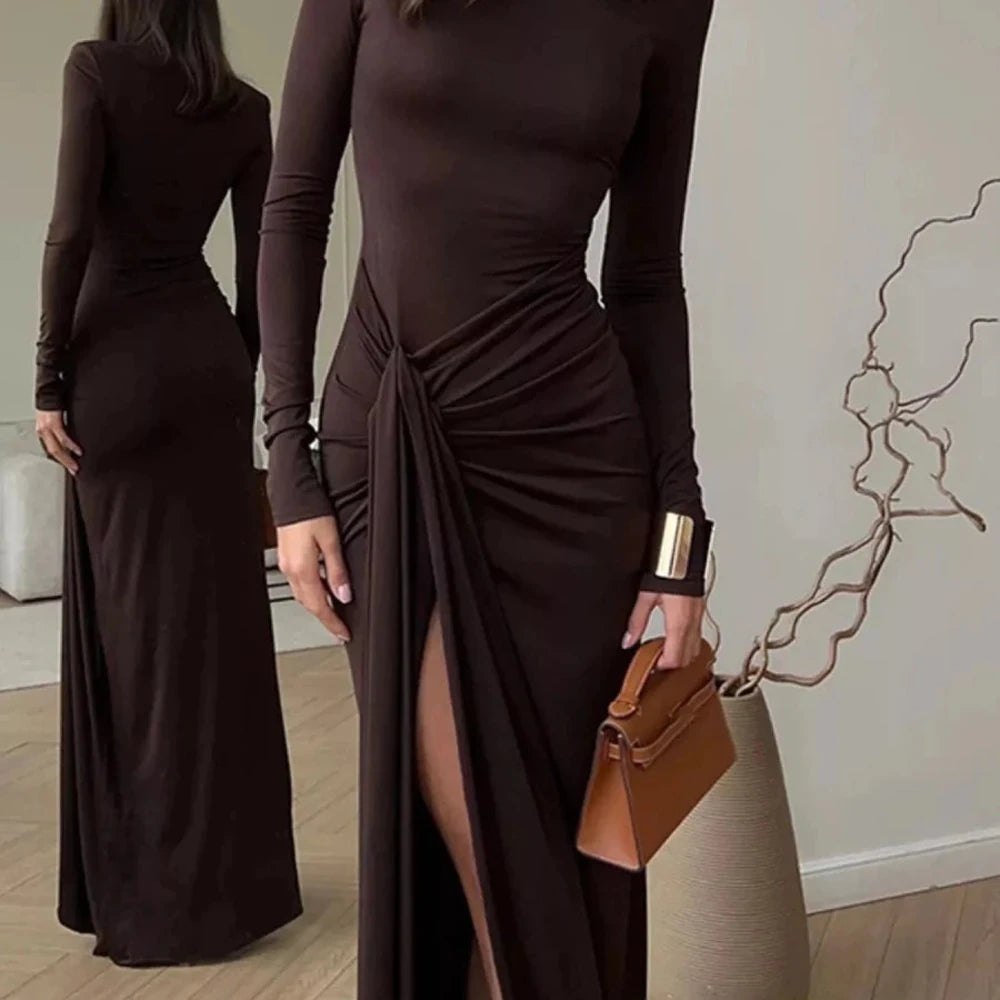 Turtleneck Slit Maxi Dress