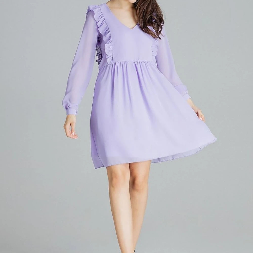 Flowy Chiffon Midi Dress with Ruffled Sleeves