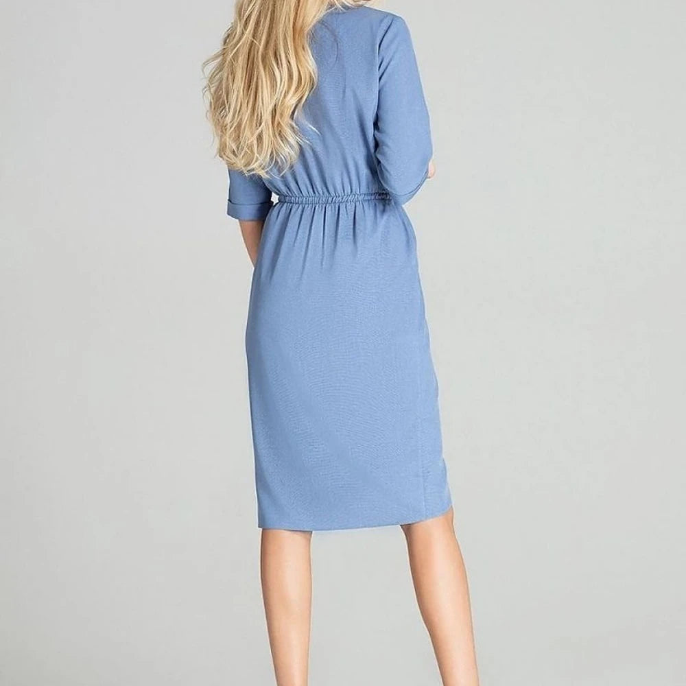 Checkered Midi Dress with 3/4 Sleeves