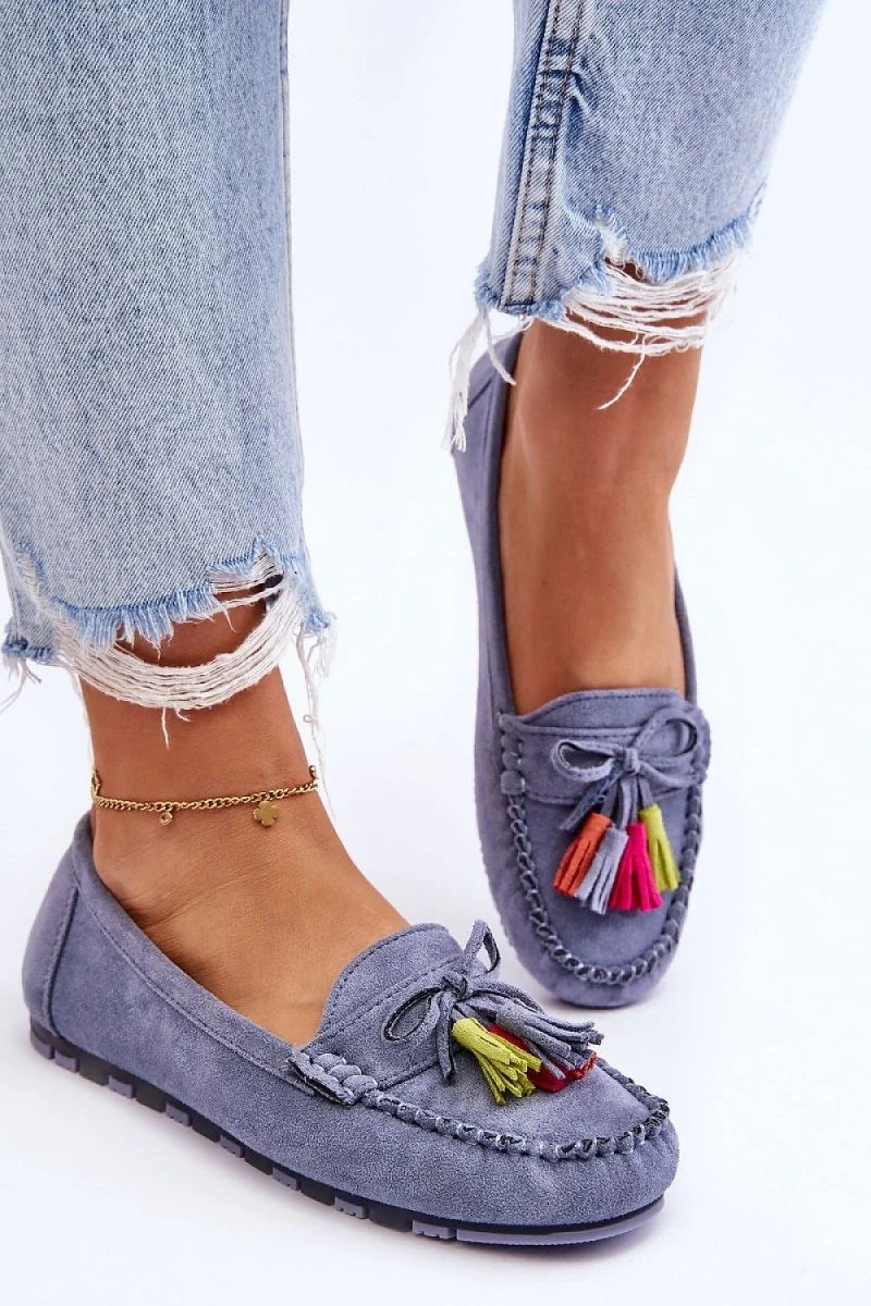 Eco-Suede Moccasins with Decorative Bow and Tassels