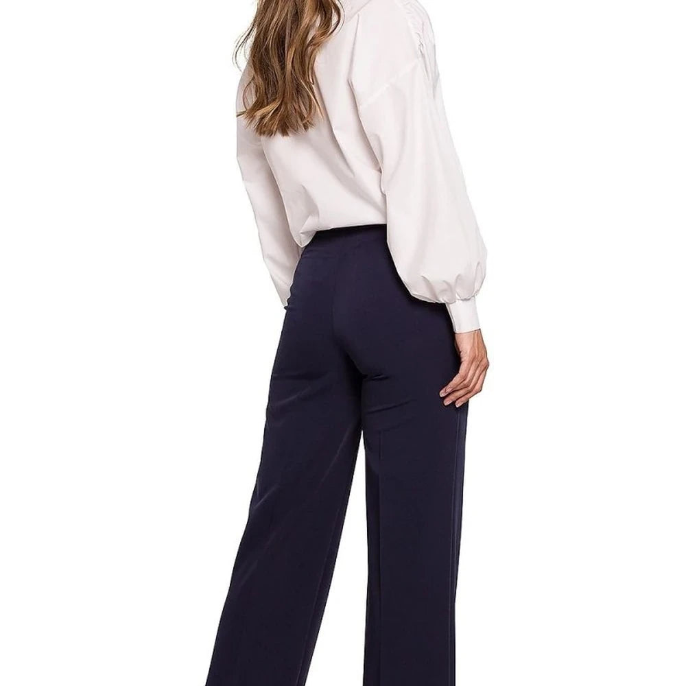 Elegant Straight Leg Trousers with Button Detail
