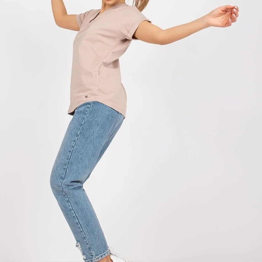 Cotton T-shirt Short Sleeve Simple Cut