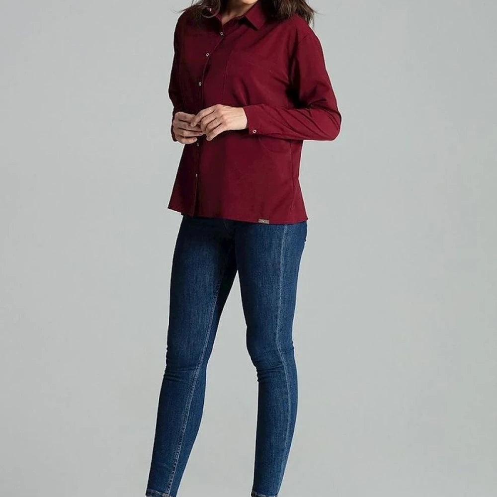 Long Sleeve Button-Up Shirt with Pocket