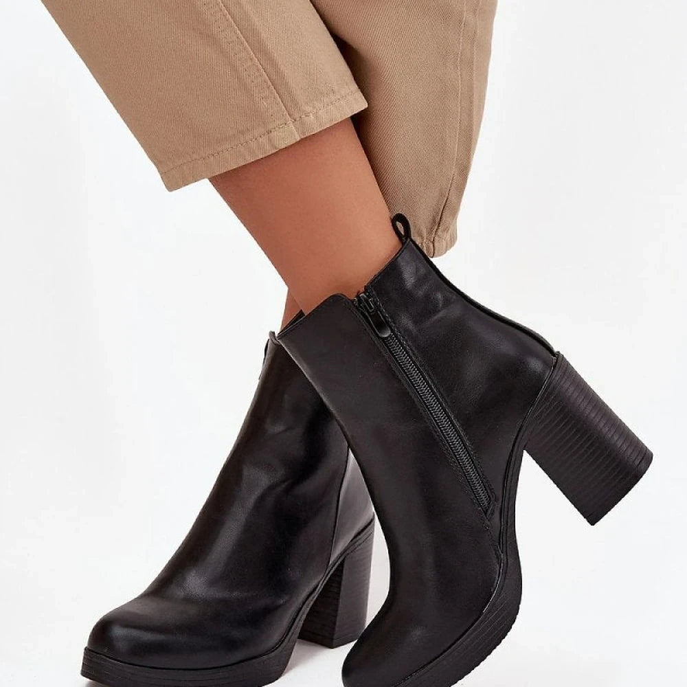 Black Ankle Boots with Side Zipper