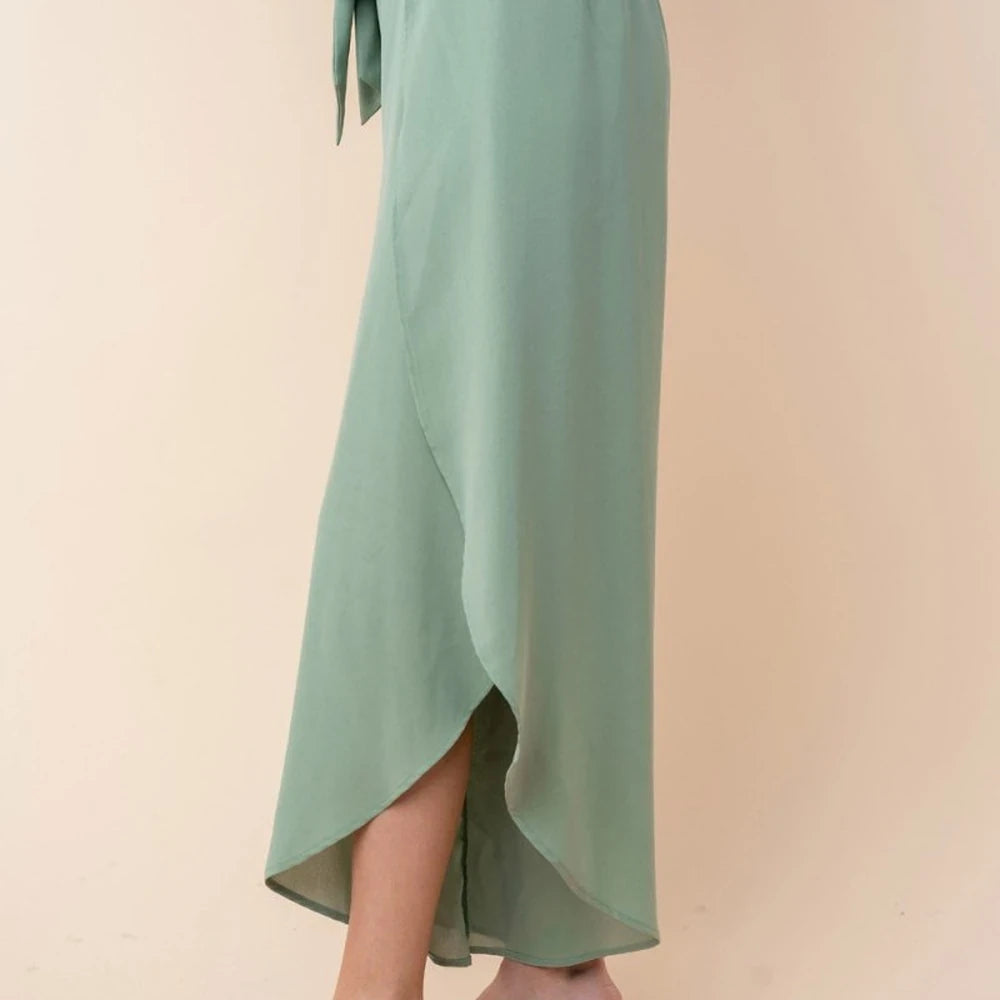 High Waisted Woven Pants with Tulip Hem