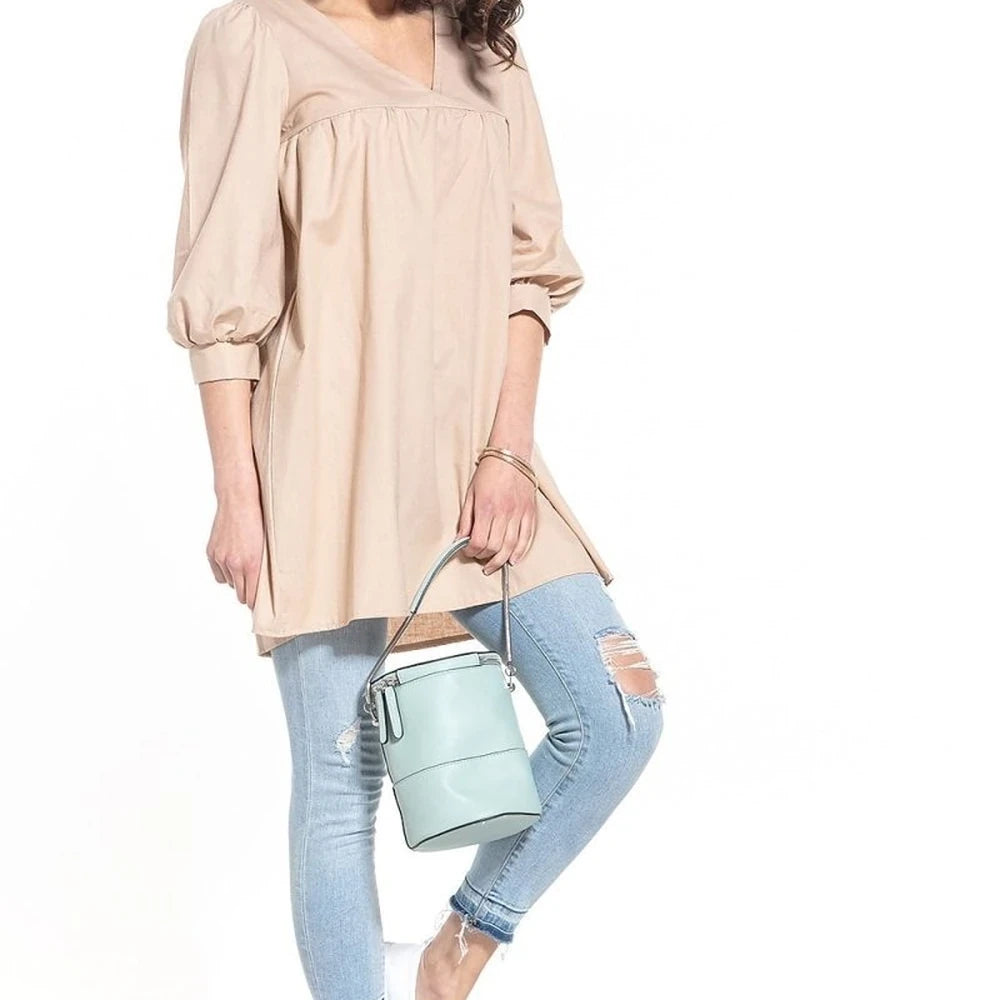 Pointed Neck Tunic Top - 100% Cotton