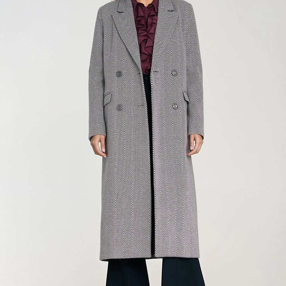 Textured Houndstooth Flannel Coat