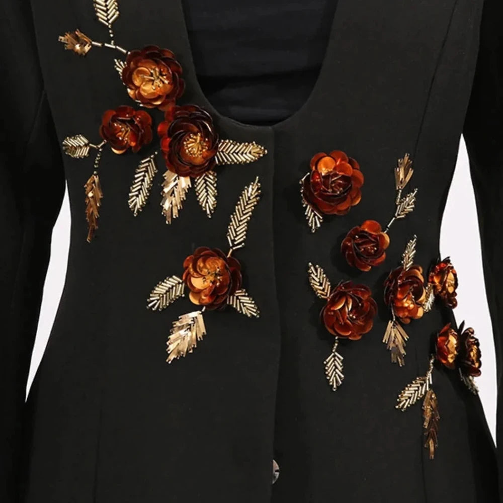 Embroidered Long Sleeve Blazer