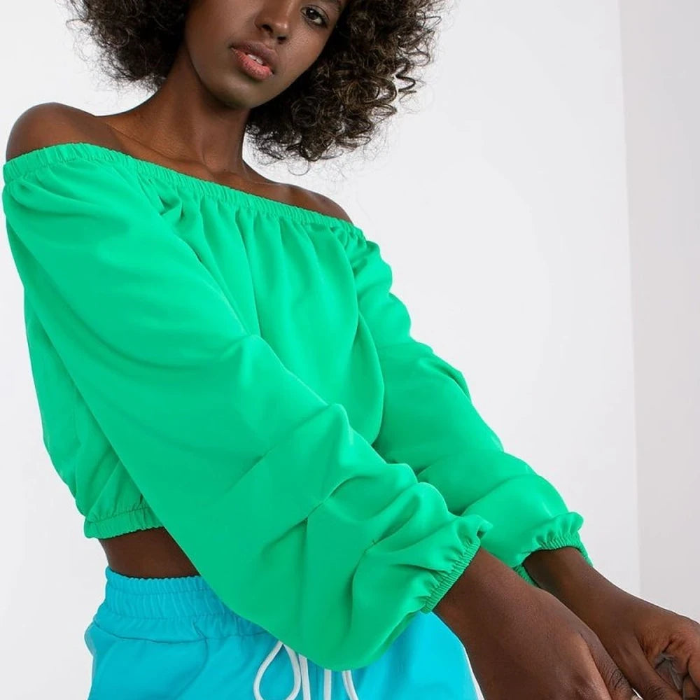 Polyester Blouse Off-Shoulder Wide Sleeves