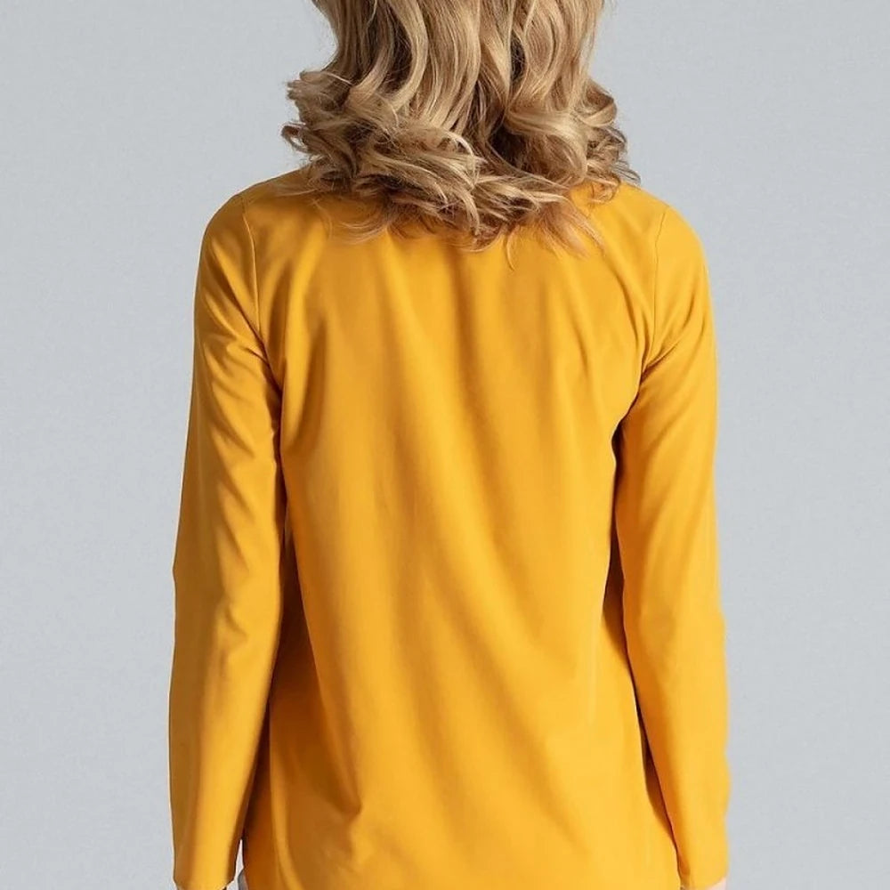 Long Sleeve Blouse with Stand-Up Collar