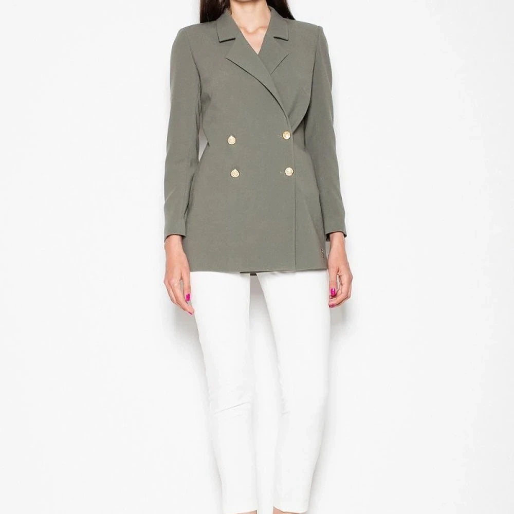 Elegant Double-Breasted Long Sleeve Jacket