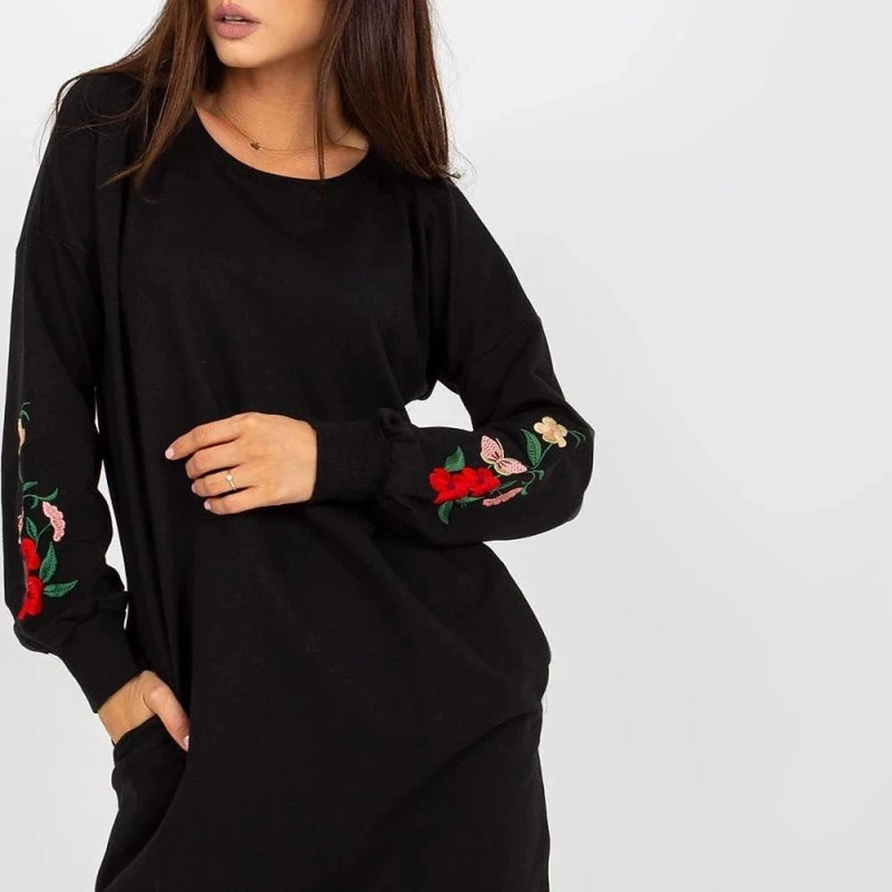 Tracksuit Dress with Embroidered Sleeves