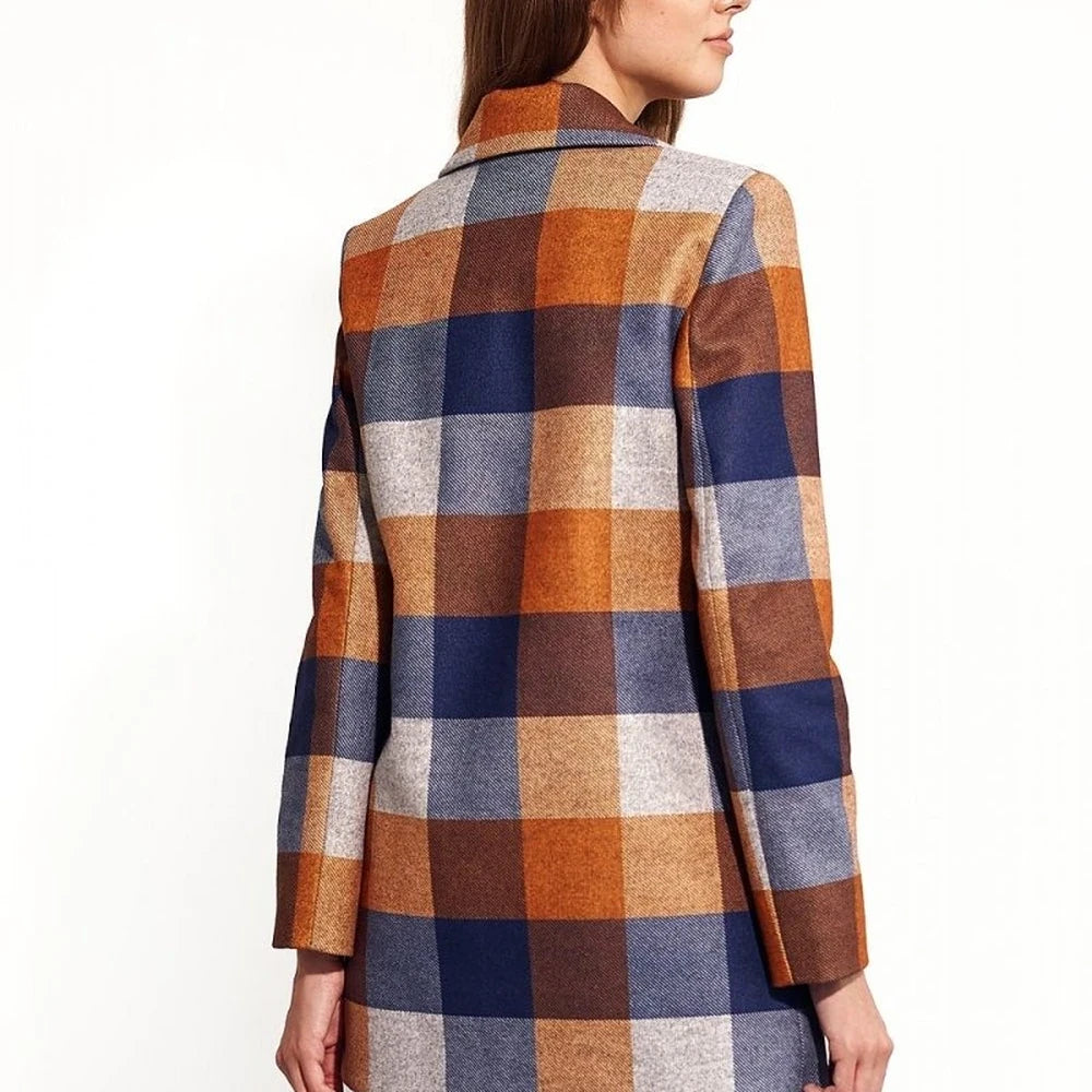Check Double-Breasted Coat