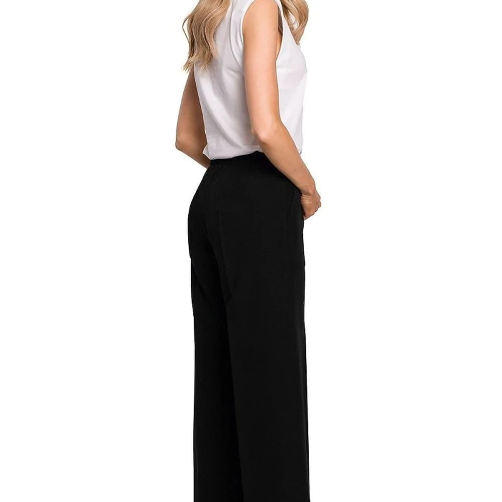 Wide Leg Trousers with Elastic Waistband