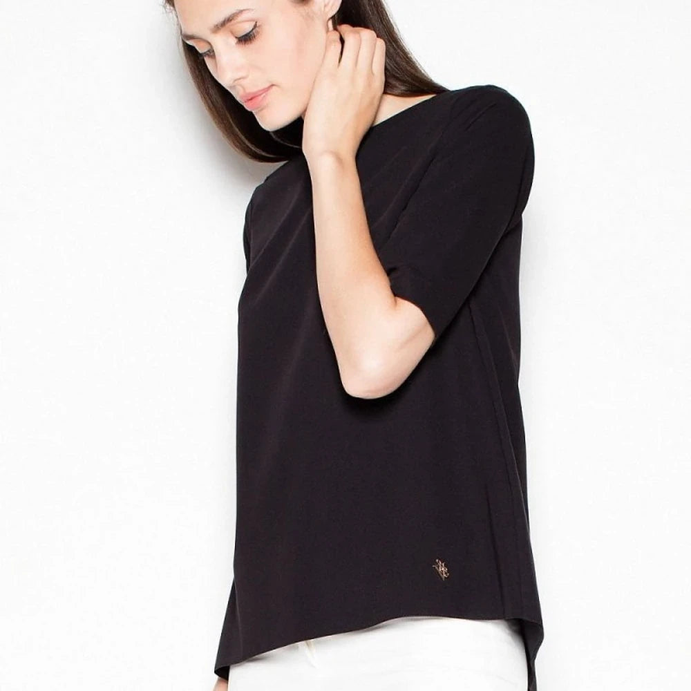 Short Sleeve Cut-Out Back Blouse