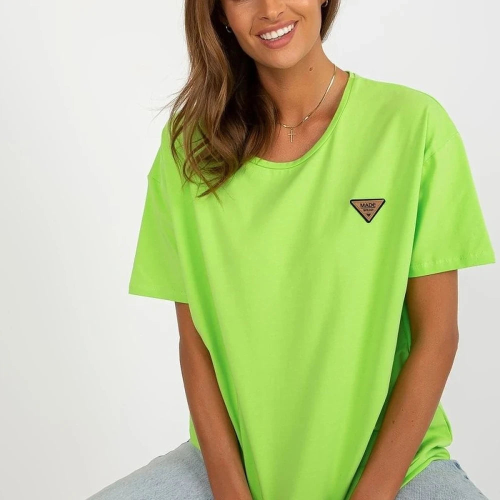Cotton Blend Blouse with Round Neck