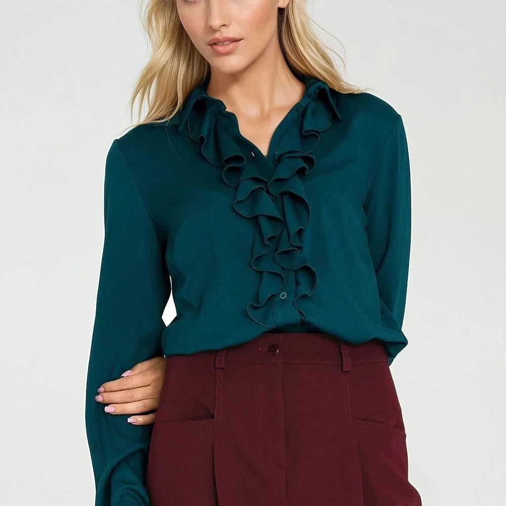 Viscose Shirt with Jabot Detail