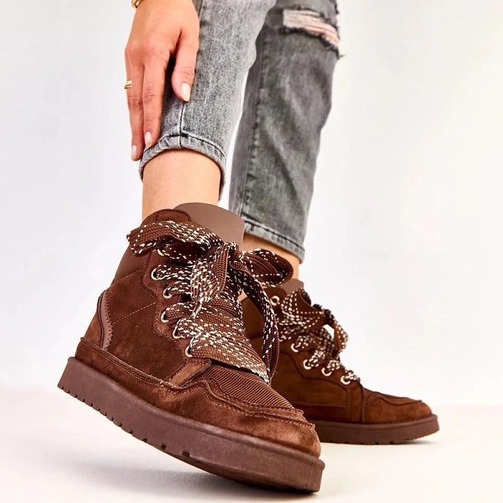 Brown Suede-Like Eco Leather Sport Shoes