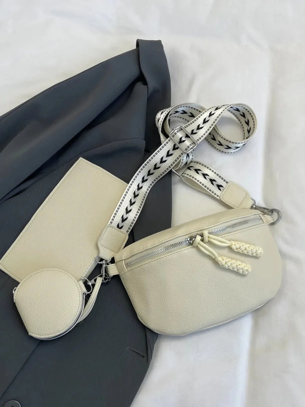 Brown PU Leather Crossbody Bag with Coin Purse