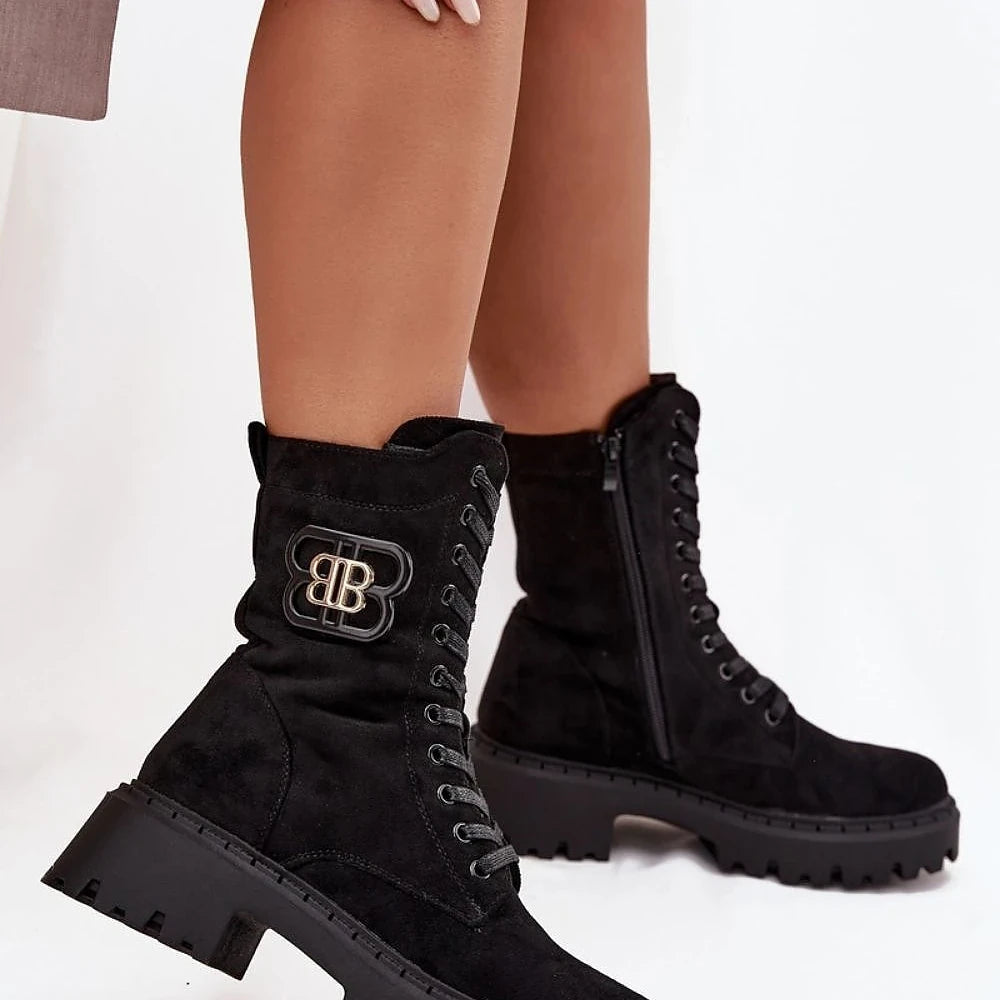 Urban Worker Boots with Zipper and Lacing