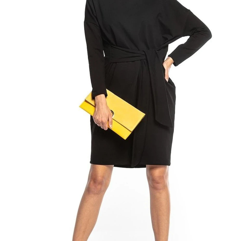Midi Dress with Tie Belt in Cotton Knit