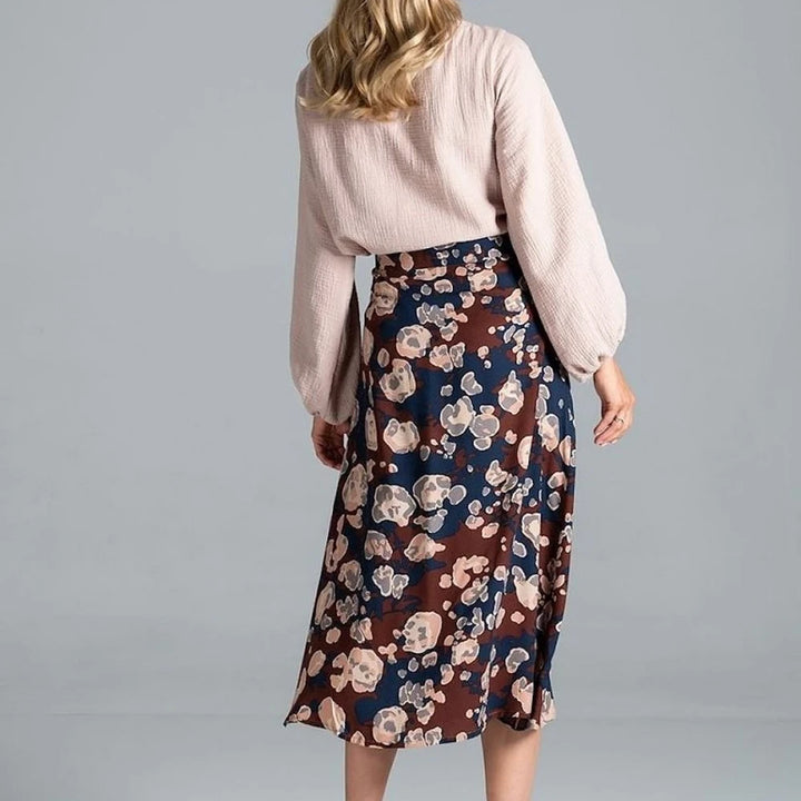 Trapeze Midi Skirt with Front Buttons