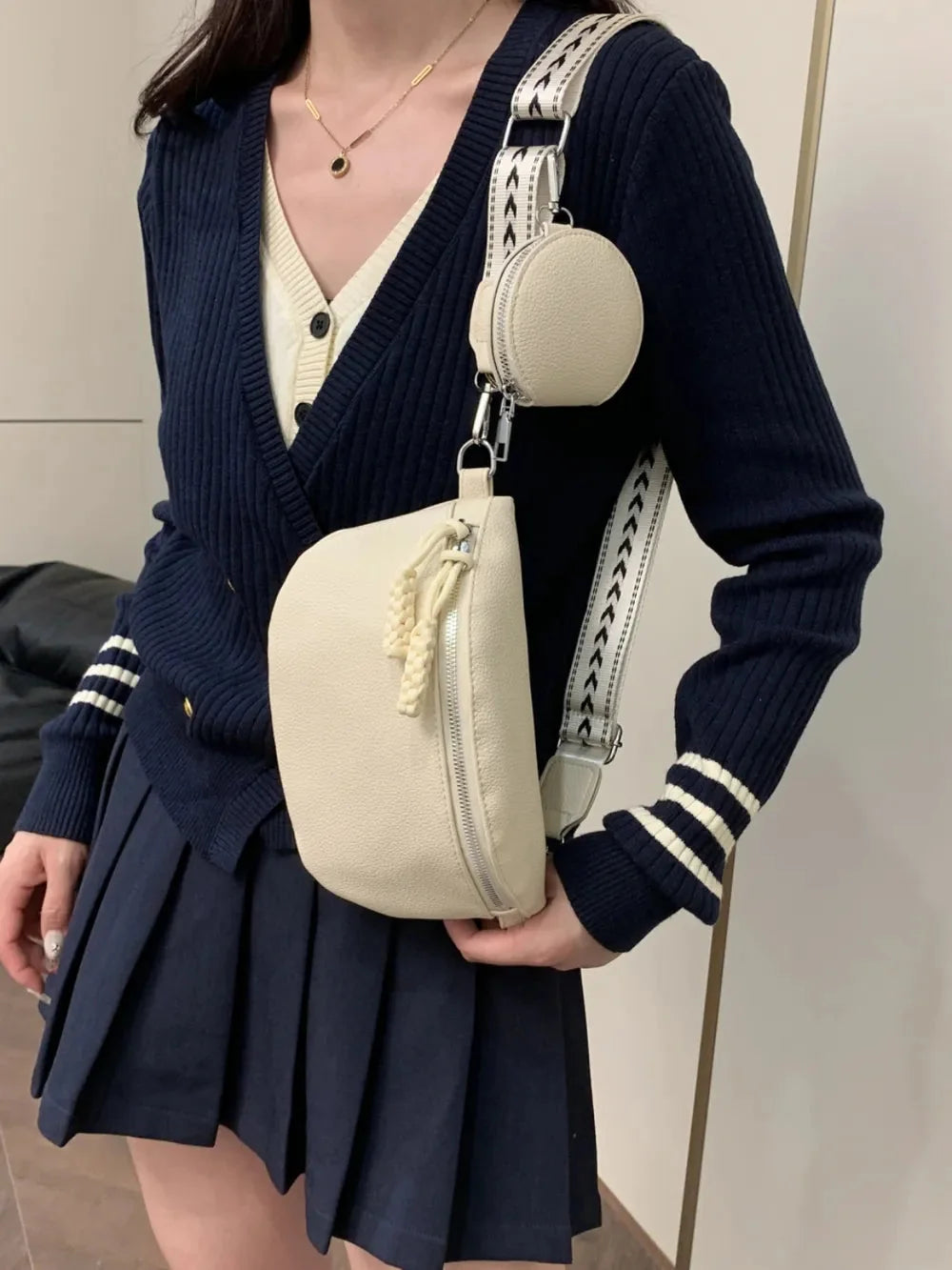Brown PU Leather Crossbody Bag with Coin Purse