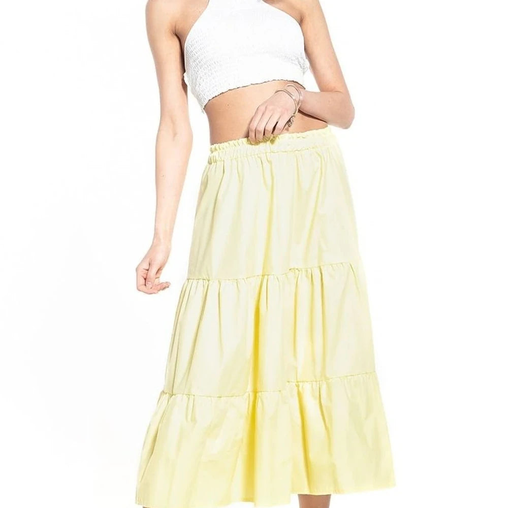 Long Cotton Skirt with Elastic Waistband