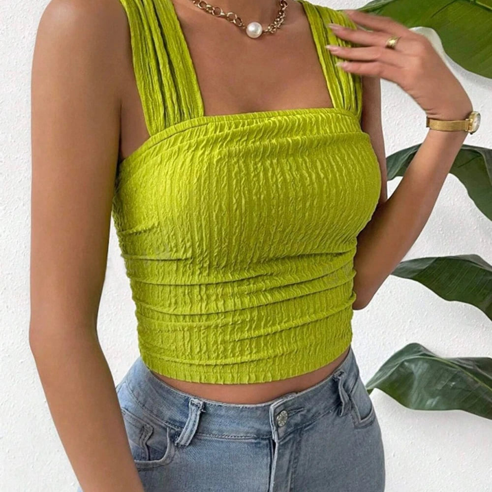 Textured Square Neck Tank Top