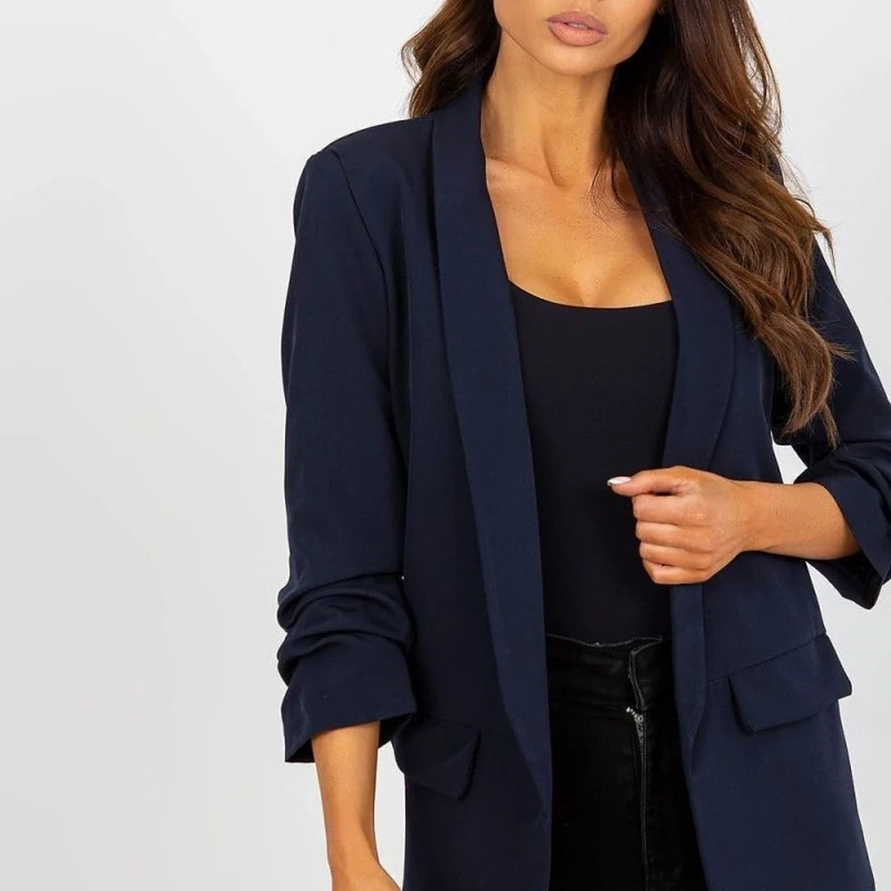 3/4 Sleeve Unbuttoned Jacket with Lining