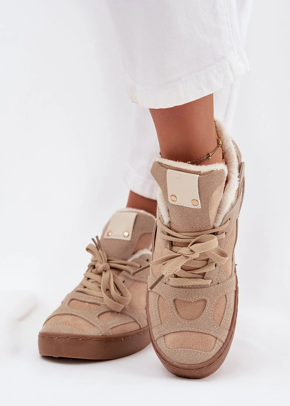 Eco suede fur lined sports shoes