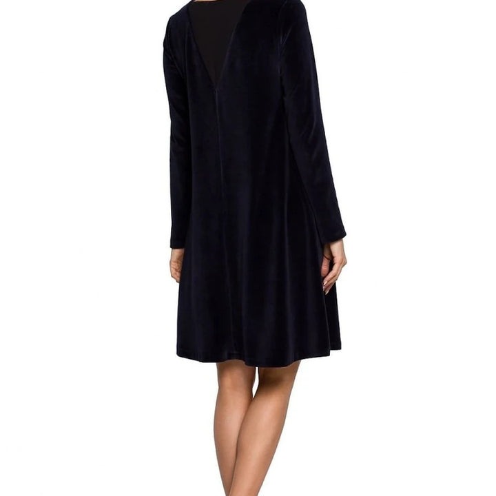 Trapeze Velour Cocktail Dress with Geometric Back