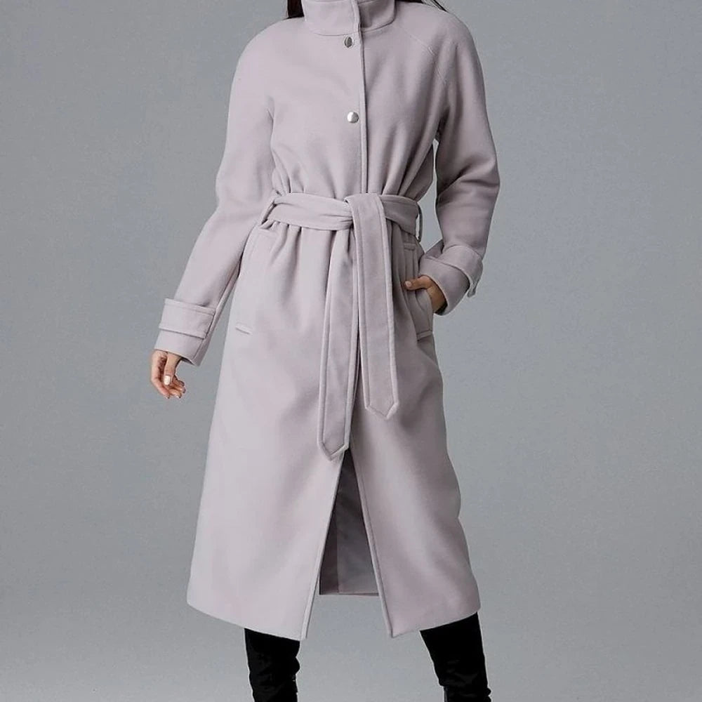 Long Single-Breasted Coat with Back Slit