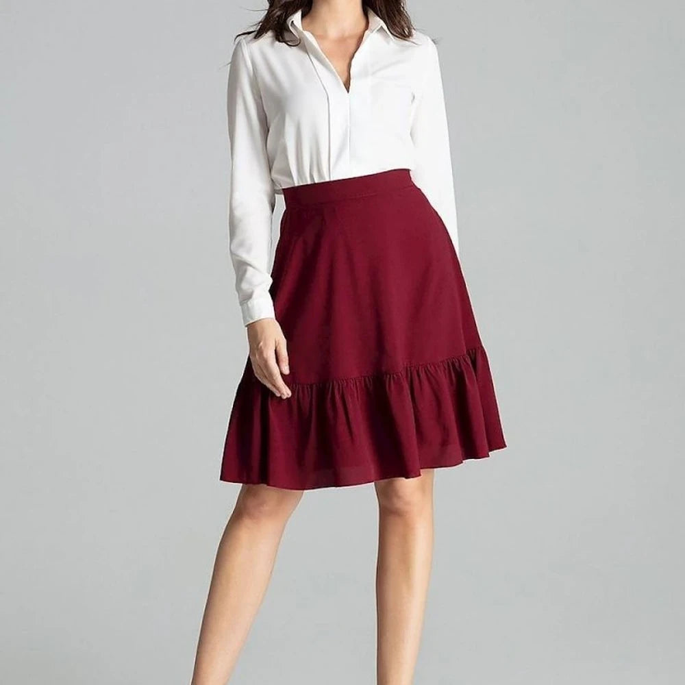 Striped Flared Mini Skirt with Frill