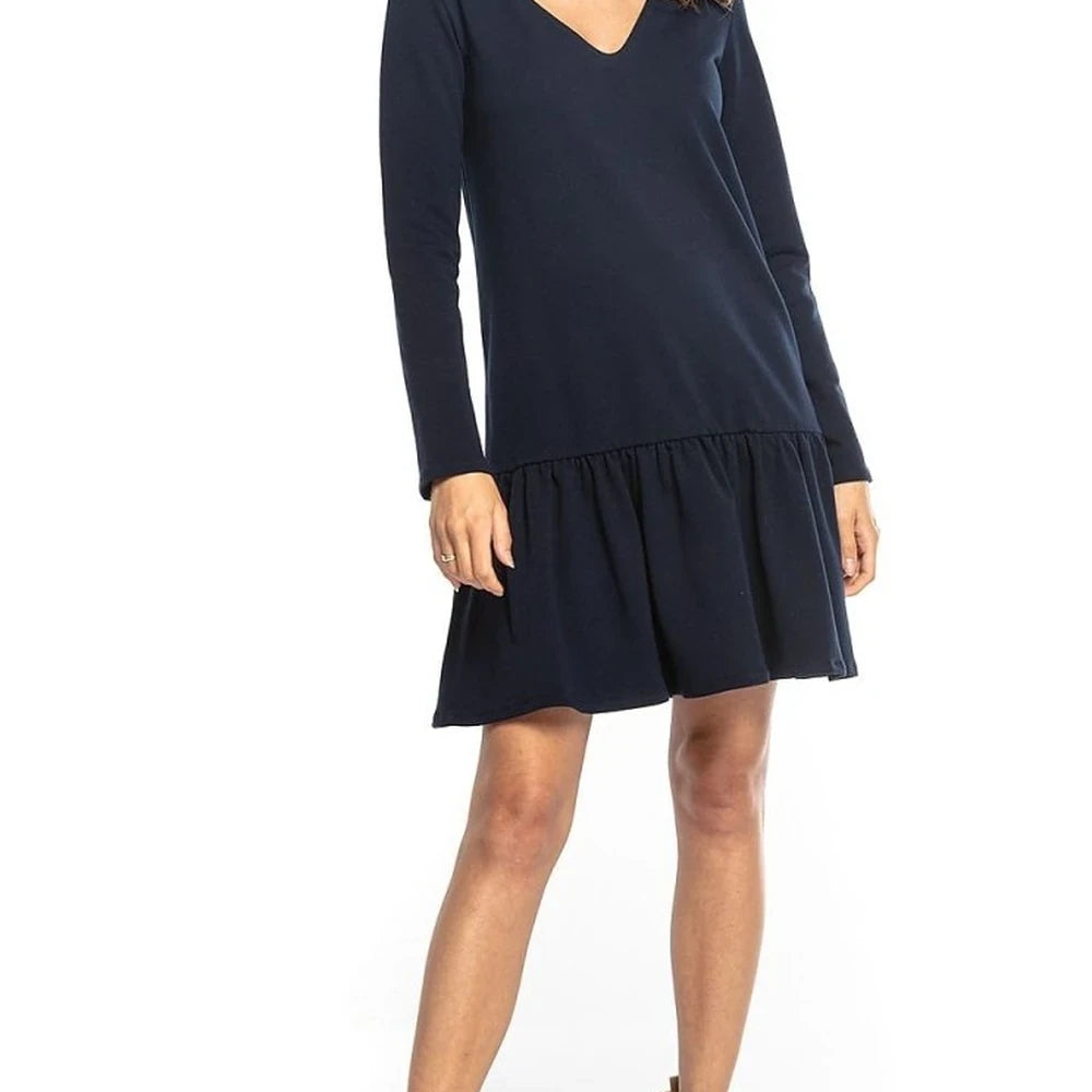 Sporty Midi Sweatshirt Dress with Frill